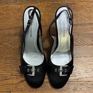 Enzo Angiolini Black Heels with Rhinestone Buckle